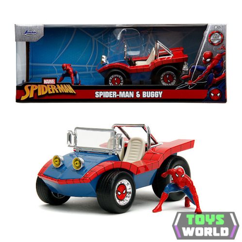 JADA - 1/24 - MAYERS MANX - BUGGY WITH SPIDERMAN FIGURE MARVEL 1964 - BLUE RED
