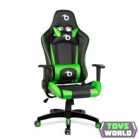 Gamer szék - derékpárnával, fejpárnával - zöld