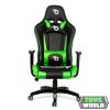 Gamer szék - derékpárnával, fejpárnával - zöld