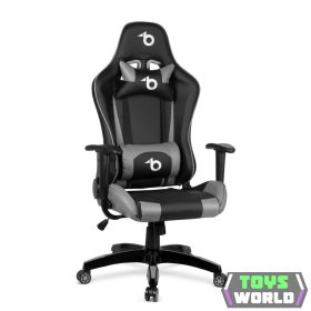 Gamer szék - derékpárnával, fejpárnával - szürke