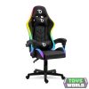 RGB LED-es gamer szék - karfával, párnával - fekete