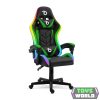 RGB LED-es gamer szék - karfával, párnával - fekete / zöld
