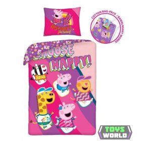 Peppa malac Happy ágyneműhuzat 140×200cm, 70×90 cm