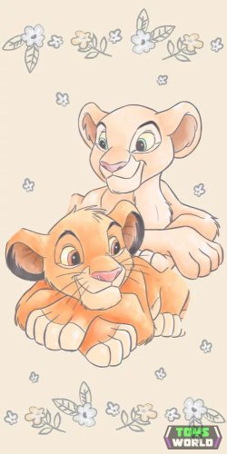 Disney Az Oroszlánkirály Simba & Nala fürdőlepedő, strand törölköző Yellow 70*140cm