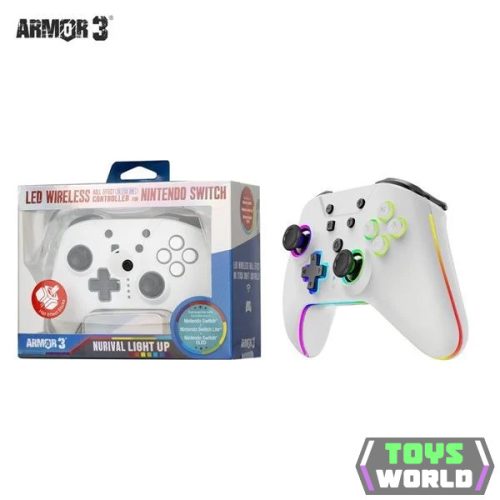 Armor3 NuRival Nintendo Switch vezeték nélküli Hall Effect kontroller LED világítással fehér