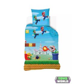   Super Mario 100% pamut ágyneműgarnitúra 140x200cm ágyneműhuzat + 70x90cm párnahuzat