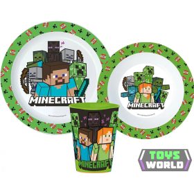   Minecraft étkészlet, micro műanyag szett, pohárral 260 ml
