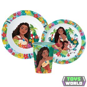  Disney Vaiana Lagoon étkészlet, micro műanyag szett pohárral 260 ml