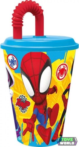 Pókember Spidey szívószálas pohár, műanyag 430 ml