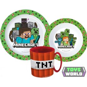   Minecraft étkészlet, micro műanyag szett bögrével 350 ml
