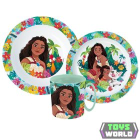   Disney Vaiana Lagoon étkészlet, micro műanyag szett bögrével 350 ml