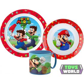   Super Mario étkészlet, micro műanyag szett bögrével 265 ml