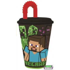   Minecraft Steve's Journey Szívószálas pohár, műanyag 430 ml