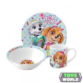   Mancs Őrjárat Girl Stars porcelán étkészlet Díszdobozban