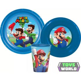 Super Mario étkészlet, műanyag szett