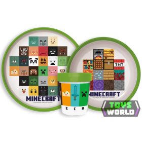 Minecraft csúszásmentes étkészlet, micro műanyag szett
