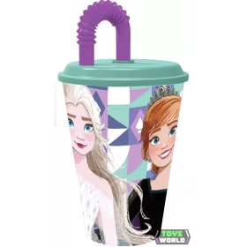   Disney Jégvarázs Ice Magic szívószálas pohár, műanyag 430 ml