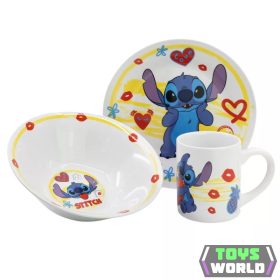   Disney Lilo és Stitch, A csillagkutya Heart porcelán étkészlet Díszdobozban