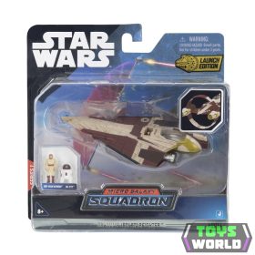   Star Wars - Csillagok háborúja Micro Galaxy Squadron 13 cm-es jármű figurával - Jedi Starfighter Delta 7-B + Obi-Wan Kenobi és R4-P17