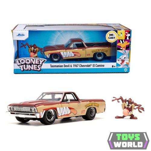 JADA - 1/24 - CHEVROLET - EL CAMINO PICK-UP WITH TANZMANIAN DEVIL FIGURE LOONEY TUNES 1967 - 2 TONE BROWN