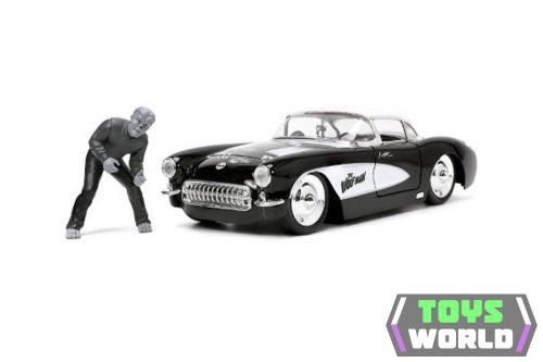 JADA - 1/24 - CHEVROLET - CORVETTE WITH WOLFMAN FIGURE 1957 - BLACK WHITE